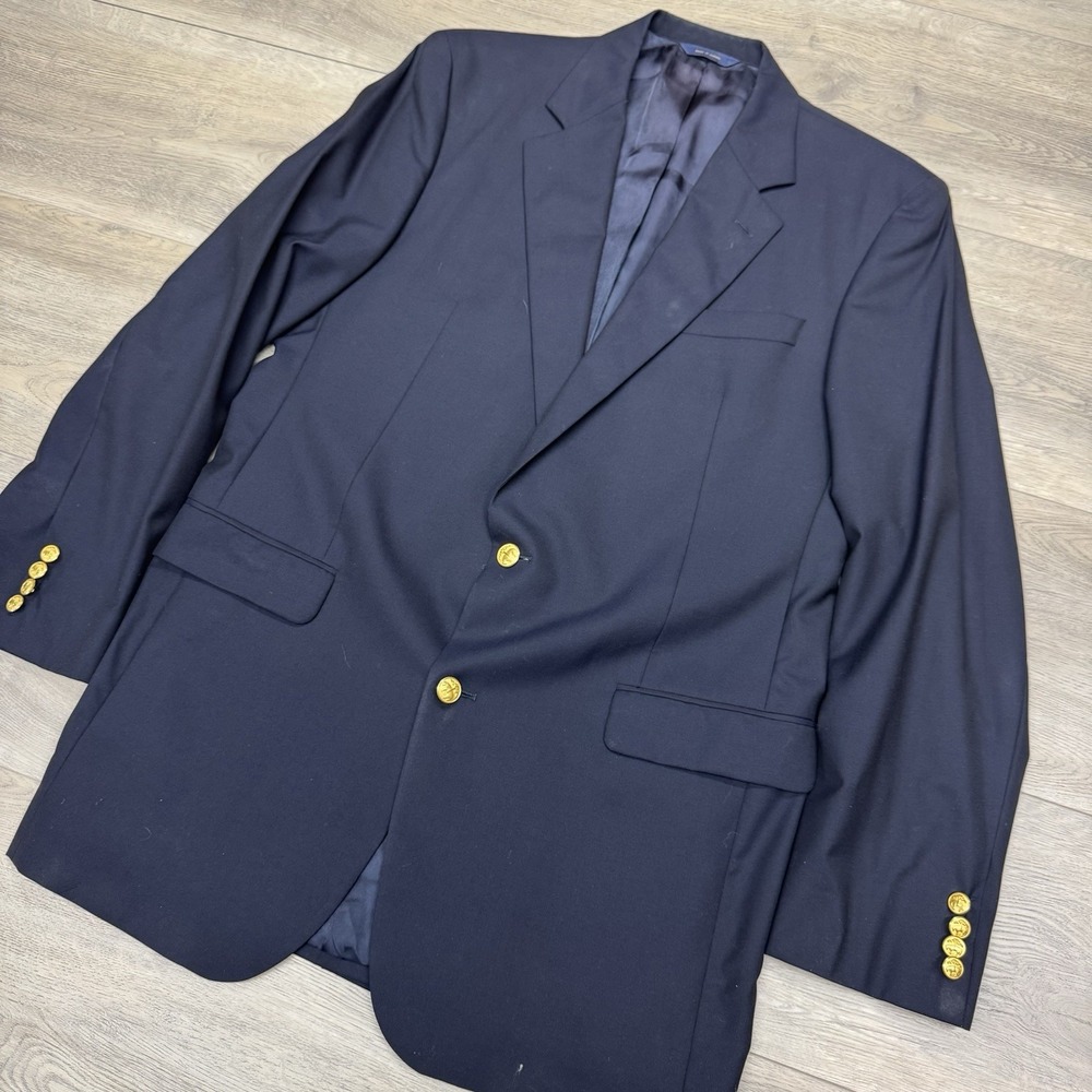 Brook Brothers 1818 Madison Loro Piana Blazer Men's 42XL Gold Logo Buttons Wool‎